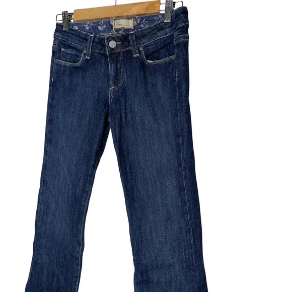 Paige Hollywood Hills  Premium Denim Low Rise Flare Jeans Blue Dark Wash Size 26 - Picture 4 of 9
